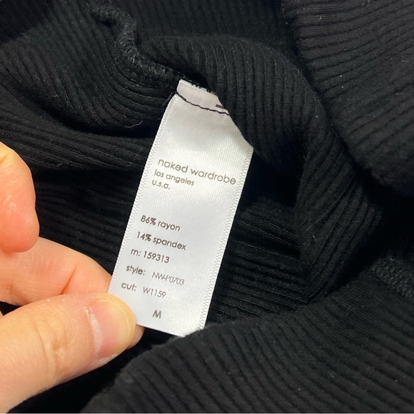 Naked Wardrobe All Snatched Everything Rib Knit Leggings in Black Size Medium - Picture 4 of 5